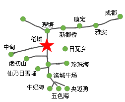 一张稻城亚丁手绘线路简图