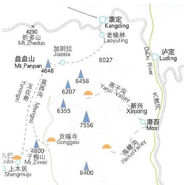 贡嘎山地图